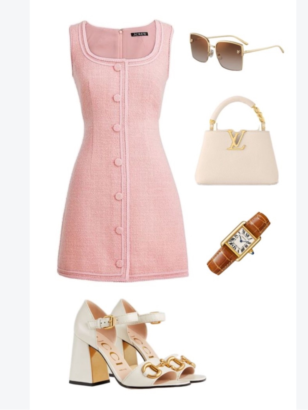 J. Crew Sophia Sleeveless Dress in Tweed Blush Pink Size 8  NEW